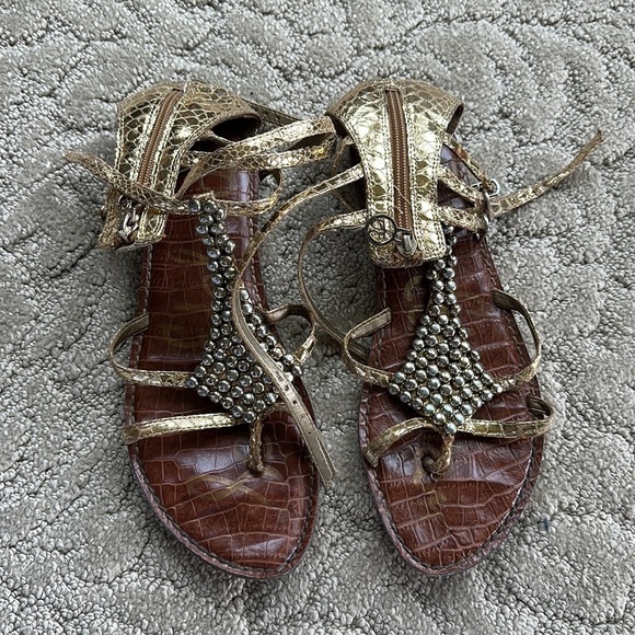 Sam Edelman Golden Sandals Size 9.5 - Picture 1 of 4